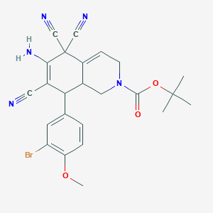 tert-butyl 6-amino-8-(3-bromo-4-methoxyphenyl)-5,5,7-tricyano-3,5,8,8a-tetrahydro-2(1H)-isoquinolinecarboxylate