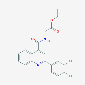 molecular formula C20H16Cl2N2O3 B334175 ethyl N-{[2-(3,4-dichlorophenyl)quinolin-4-yl]carbonyl}glycinate 