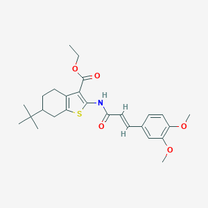 molecular formula C26H33NO5S B334187 Ethyl 6-tert-butyl-2-{[3-(3,4-dimethoxyphenyl)acryloyl]amino}-4,5,6,7-tetrahydro-1-benzothiophene-3-carboxylate 