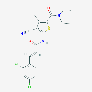 molecular formula C20H19Cl2N3O2S B334188 4-cyano-5-{[3-(2,4-dichlorophenyl)acryloyl]amino}-N,N-diethyl-3-methyl-2-thiophenecarboxamide 
