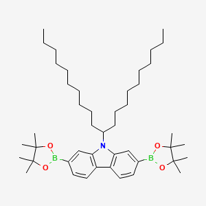 molecular formula C45H73B2NO4 B3342019 9-(1-Decylundecyl)-2,7-bis(4,4,5,5-tetramethyl-1,3,2-dioxaborole-2-yl)-9H-carbazole CAS No. 1185885-88-4