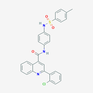 molecular formula C29H22ClN3O3S B334202 2-(2-chlorophenyl)-N-(4-{[(4-methylphenyl)sulfonyl]amino}phenyl)quinoline-4-carboxamide 