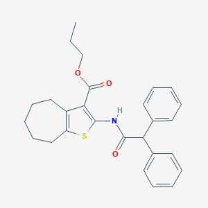 molecular formula C27H29NO3S B334206 propyl 2-[(diphenylacetyl)amino]-5,6,7,8-tetrahydro-4H-cyclohepta[b]thiophene-3-carboxylate 