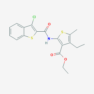molecular formula C19H18ClNO3S2 B334217 Ethyl 2-{[(3-chloro-1-benzothien-2-yl)carbonyl]amino}-4-ethyl-5-methyl-3-thiophenecarboxylate 