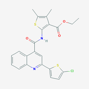 molecular formula C23H19ClN2O3S2 B334224 Ethyl 2-({[2-(5-chloro-2-thienyl)-4-quinolinyl]carbonyl}amino)-4,5-dimethyl-3-thiophenecarboxylate 