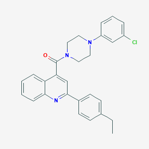 molecular formula C28H26ClN3O B334225 4-{[4-(3-Chlorophenyl)-1-piperazinyl]carbonyl}-2-(4-ethylphenyl)quinoline 
