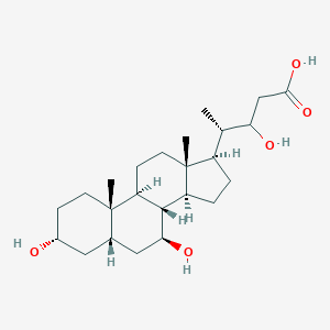 molecular formula C24H40O5 B033423 (4S)-4-[(3R,5S,7S,8R,9S,10S,13R,14S,17R)-3,7-dihydroxy-10,13-dimethyl-2,3,4,5,6,7,8,9,11,12,14,15,16,17-tetradecahydro-1H-cyclopenta[a]phenanthren-17-yl]-3-hydroxypentanoic acid CAS No. 108266-90-6