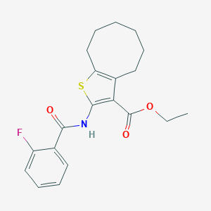 molecular formula C20H22FNO3S B334235 Ethyl 2-[(2-fluorobenzoyl)amino]-4,5,6,7,8,9-hexahydrocycloocta[b]thiophene-3-carboxylate 