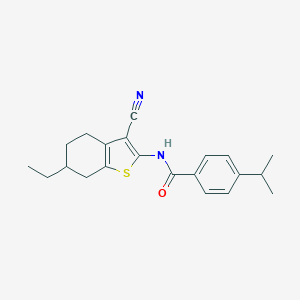 molecular formula C21H24N2OS B334246 N-(3-cyano-6-ethyl-4,5,6,7-tetrahydro-1-benzothien-2-yl)-4-isopropylbenzamide 