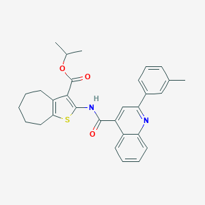 molecular formula C30H30N2O3S B334253 isopropyl 2-({[2-(3-methylphenyl)-4-quinolinyl]carbonyl}amino)-5,6,7,8-tetrahydro-4H-cyclohepta[b]thiophene-3-carboxylate 