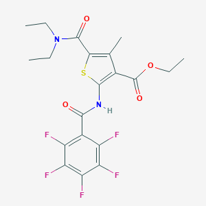 molecular formula C20H19F5N2O4S B334255 Ethyl 5-(diethylcarbamoyl)-4-methyl-2-{[(pentafluorophenyl)carbonyl]amino}thiophene-3-carboxylate 