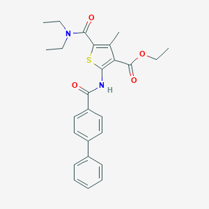 molecular formula C26H28N2O4S B334259 Ethyl 2-[(biphenyl-4-ylcarbonyl)amino]-5-(diethylcarbamoyl)-4-methylthiophene-3-carboxylate 