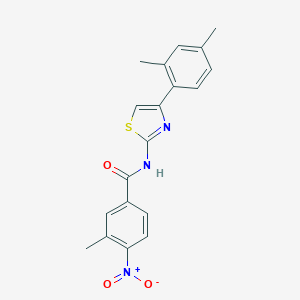 molecular formula C19H17N3O3S B334264 N-[4-(2,4-dimethylphenyl)-1,3-thiazol-2-yl]-3-methyl-4-nitrobenzamide 