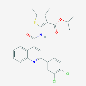 molecular formula C26H22Cl2N2O3S B334270 Isopropyl 2-({[2-(3,4-dichlorophenyl)-4-quinolinyl]carbonyl}amino)-4,5-dimethyl-3-thiophenecarboxylate 