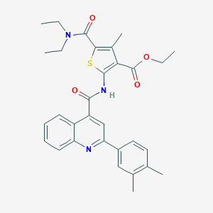 molecular formula C31H33N3O4S B334283 Ethyl 5-(diethylcarbamoyl)-2-({[2-(3,4-dimethylphenyl)quinolin-4-yl]carbonyl}amino)-4-methylthiophene-3-carboxylate 