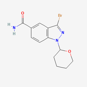 molecular formula C13H14BrN3O2 B3342897 3-bromo-1-(tetrahydro-2H-pyran-2-yl)-1H-indazole-5-carboxamide CAS No. 395101-84-5
