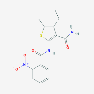 molecular formula C15H15N3O4S B334298 4-Ethyl-2-({2-nitrobenzoyl}amino)-5-methyl-3-thiophenecarboxamide 
