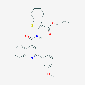 molecular formula C29H28N2O4S B334301 Propyl 2-({[2-(3-methoxyphenyl)-4-quinolinyl]carbonyl}amino)-4,5,6,7-tetrahydro-1-benzothiophene-3-carboxylate 
