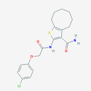 molecular formula C19H21ClN2O3S B334302 2-{[(4-Chlorophenoxy)acetyl]amino}-4,5,6,7,8,9-hexahydrocycloocta[b]thiophene-3-carboxamide 