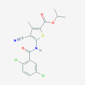 molecular formula C17H14Cl2N2O3S B334306 Isopropyl 4-cyano-5-[(2,5-dichlorobenzoyl)amino]-3-methyl-2-thiophenecarboxylate 