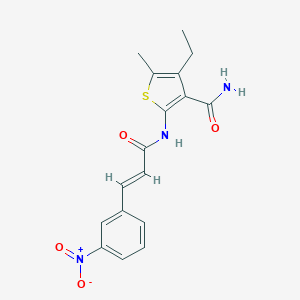 molecular formula C17H17N3O4S B334309 4-ethyl-5-methyl-2-{[(2E)-3-(3-nitrophenyl)prop-2-enoyl]amino}thiophene-3-carboxamide 