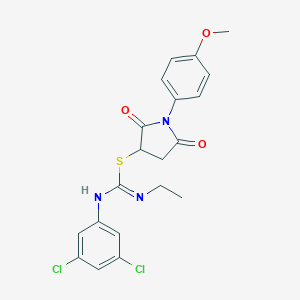 molecular formula C20H19Cl2N3O3S B334310 1-(4-methoxyphenyl)-2,5-dioxopyrrolidin-3-yl N'-(3,5-dichlorophenyl)-N-ethylcarbamimidothioate 
