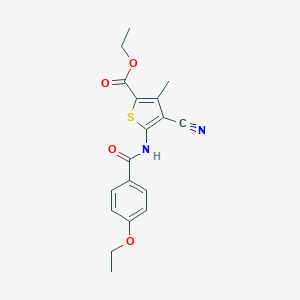 molecular formula C18H18N2O4S B334322 Ethyl 4-cyano-5-(4-ethoxybenzamido)-3-methylthiophene-2-carboxylate 