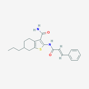 molecular formula C21H24N2O2S B334337 2-(Cinnamoylamino)-6-propyl-4,5,6,7-tetrahydro-1-benzothiophene-3-carboxamide 