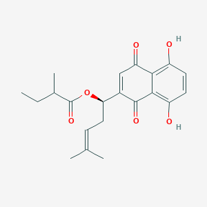 molecular formula C21H24O6 B3343405 [(1R)-1-(5,8-dihydroxy-1,4-dioxonaphthalen-2-yl)-4-methylpent-3-enyl] 2-methylbutanoate CAS No. 52387-15-2