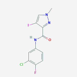molecular formula C11H8ClFIN3O B334344 N-(3-chloro-4-fluorophenyl)-4-iodo-1-methyl-1H-pyrazole-3-carboxamide 