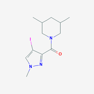 molecular formula C12H18IN3O B334345 1-[(4-iodo-1-methyl-1H-pyrazol-3-yl)carbonyl]-3,5-dimethylpiperidine 