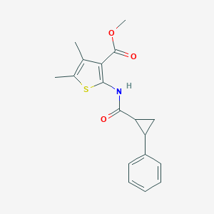molecular formula C18H19NO3S B334348 Methyl 4,5-dimethyl-2-{[(2-phenylcyclopropyl)carbonyl]amino}thiophene-3-carboxylate 