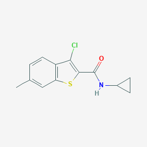molecular formula C13H12ClNOS B334349 3-chloro-N-cyclopropyl-6-methyl-1-benzothiophene-2-carboxamide 