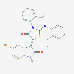 molecular formula C28H24BrN3O2S B334352 (5Z)-5-(5-bromo-7-methyl-2-oxo-1H-indol-3-ylidene)-3-(2-ethylphenyl)-2-(2-ethylphenyl)imino-1,3-thiazolidin-4-one 