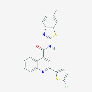 molecular formula C22H14ClN3OS2 B334354 2-(5-chlorothiophen-2-yl)-N-(6-methyl-1,3-benzothiazol-2-yl)quinoline-4-carboxamide 
