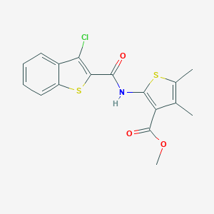 molecular formula C17H14ClNO3S2 B334355 Methyl 2-{[(3-chloro-1-benzothien-2-yl)carbonyl]amino}-4,5-dimethyl-3-thiophenecarboxylate 