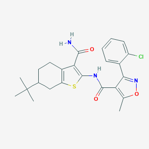molecular formula C24H26ClN3O3S B334359 N-(6-tert-butyl-3-carbamoyl-4,5,6,7-tetrahydro-1-benzothiophen-2-yl)-3-(2-chlorophenyl)-5-methyl-1,2-oxazole-4-carboxamide 
