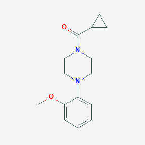 molecular formula C15H20N2O2 B334361 2-[4-(Cyclopropylcarbonyl)-1-piperazinyl]phenyl methyl ether 