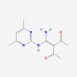 molecular formula C12H16N4O2 B334368 3-[amino-[(4,6-dimethylpyrimidin-2-yl)amino]methylidene]pentane-2,4-dione 