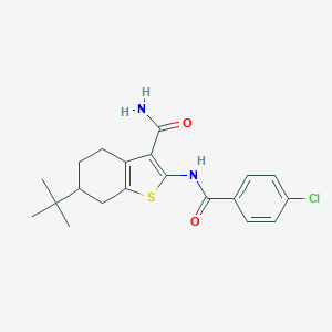molecular formula C20H23ClN2O2S B334370 6-Tert-butyl-2-[(4-chlorobenzoyl)amino]-4,5,6,7-tetrahydro-1-benzothiophene-3-carboxamide 