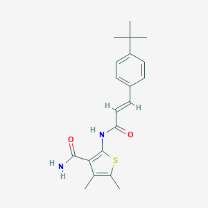 molecular formula C20H24N2O2S B334376 2-{[3-(4-Tert-butylphenyl)acryloyl]amino}-4,5-dimethyl-3-thiophenecarboxamide 