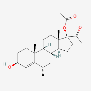 molecular formula C24H36O4 B3343797 (3beta,6alpha)-17-(Acetyloxy)-3-hydroxy-6-methyl-pregn-4-en-20-one CAS No. 57-16-9