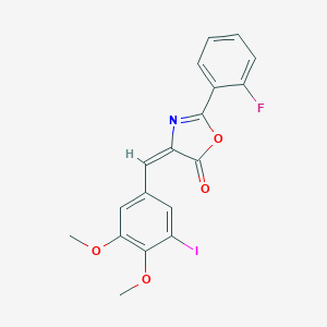 molecular formula C18H13FINO4 B334384 2-(2-fluorophenyl)-4-(3-iodo-4,5-dimethoxybenzylidene)-1,3-oxazol-5(4H)-one 