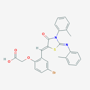 molecular formula C26H21BrN2O4S B334387 [4-Bromo-2-({3-(2-methylphenyl)-2-[(2-methylphenyl)imino]-4-oxo-1,3-thiazolidin-5-ylidene}methyl)phenoxy]acetic acid 