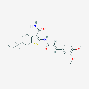 molecular formula C25H32N2O4S B334388 2-{[3-(3,4-Dimethoxyphenyl)acryloyl]amino}-6-tert-pentyl-4,5,6,7-tetrahydro-1-benzothiophene-3-carboxamide 
