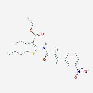 molecular formula C21H22N2O5S B334393 Ethyl 2-[(3-{3-nitrophenyl}acryloyl)amino]-6-methyl-4,5,6,7-tetrahydro-1-benzothiophene-3-carboxylate 