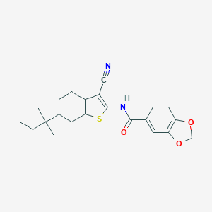 molecular formula C22H24N2O3S B334395 N-[3-cyano-6-(2-methylbutan-2-yl)-4,5,6,7-tetrahydro-1-benzothiophen-2-yl]-1,3-benzodioxole-5-carboxamide 