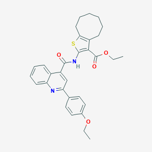 molecular formula C31H32N2O4S B334397 Ethyl 2-({[2-(4-ethoxyphenyl)-4-quinolinyl]carbonyl}amino)-4,5,6,7,8,9-hexahydrocycloocta[b]thiophene-3-carboxylate 