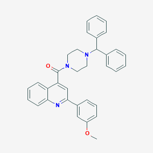 molecular formula C34H31N3O2 B334398 [4-(Diphenylmethyl)piperazin-1-yl][2-(3-methoxyphenyl)quinolin-4-yl]methanone 