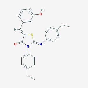 molecular formula C26H24N2O2S B334403 3-(4-Ethylphenyl)-2-[(4-ethylphenyl)imino]-5-(3-hydroxybenzylidene)-1,3-thiazolidin-4-one 